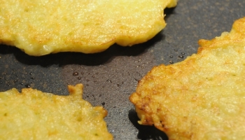 German potato pancakes (Kartoffelpuffer) in a pan